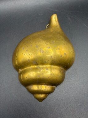 Vintage Brass Seashell Nautical Shell Paperweight Wall Hanging Beach House Decor